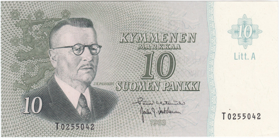 10 Markkaa 1963 Litt.A T0255042 kl.8